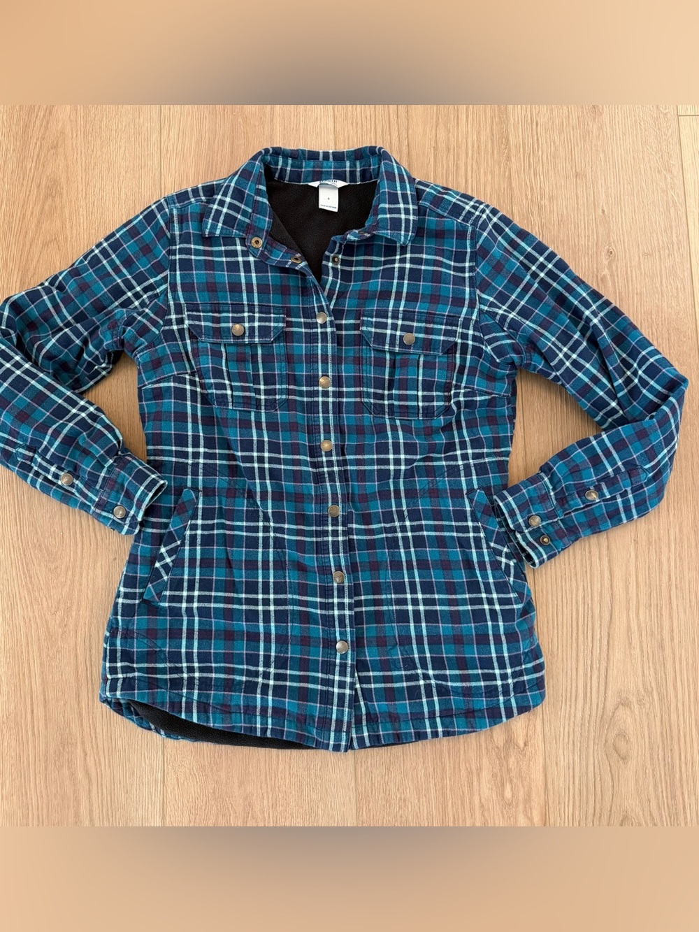 Duluth Trading Co Womens Small Free Swingin Fleece Lined Flannel Shirt Jacket